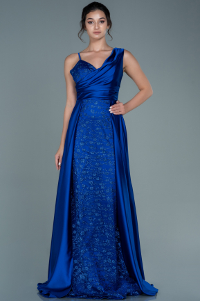 Long Sax Blue Satin Evening Dress ABU2638
