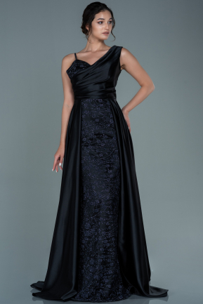 Long Black Satin Evening Dress ABU2638