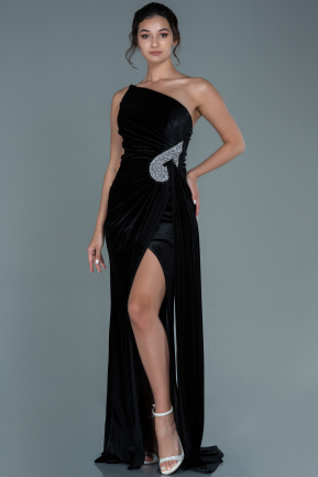 Long Black Velvet Evening Dress ABU2626