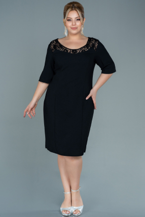Short Black Plus Size Evening Dress ABK1139