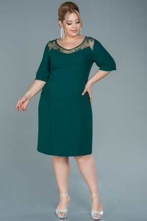 Short Emerald Green Plus Size Evening Dress ABK1139