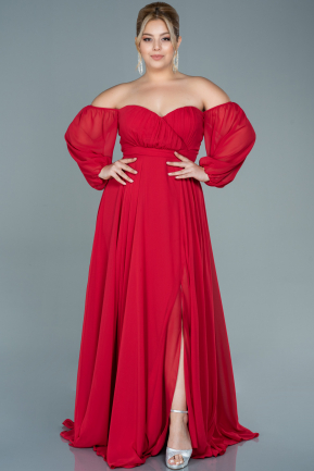 Red Long Chiffon Oversized Evening Dress ABU2597
