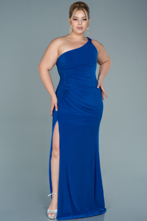Long Sax Blue Plus Size Evening Dress ABU2617