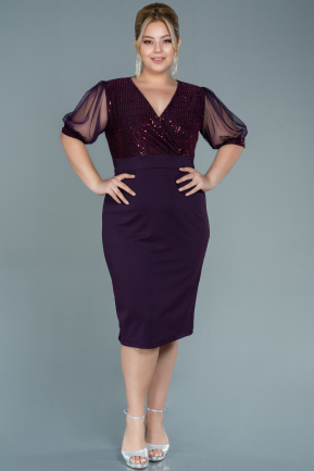 Purple Short Plus Size Evening Dress ABK857