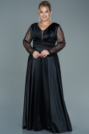 Long Black Satin Oversized Evening Dress ABU2641