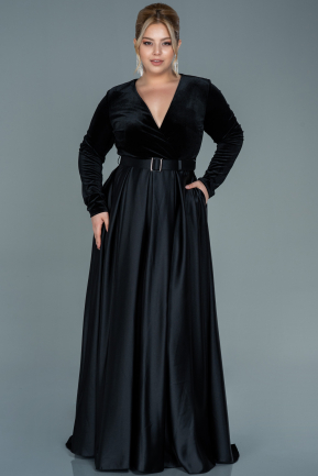 Long Black Plus Size Evening Dress ABU2615