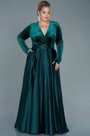 Long Emerald Green Plus Size Evening Dress ABU2615