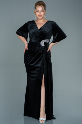 Long Black Velvet Oversized Evening Dress ABU2645