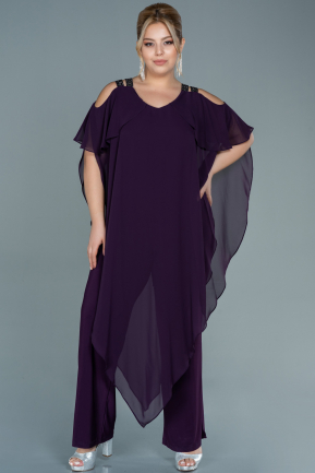 Dark Purple Long Chiffon Plus Size Evening Dress ABT079