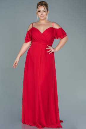 Long Red Chiffon Oversized Evening Dress ABU2623