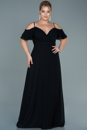 Long Black Chiffon Oversized Evening Dress ABU2623