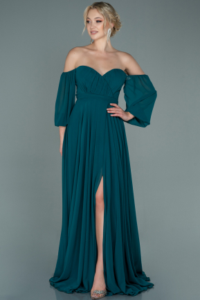 Emerald Green Long Chiffon Prom Gown ABU2457