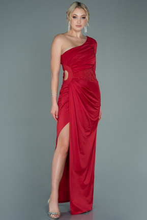 Long Red Satin Evening Dress ABU2659