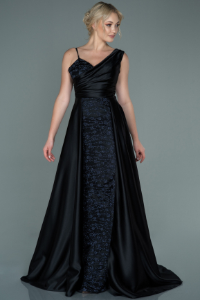 Long Black Satin Evening Dress ABU2638
