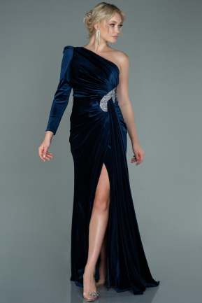 Long Navy Blue Velvet Evening Dress ABU2655