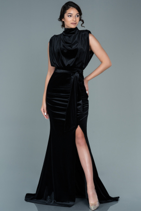 Long Black Velvet Evening Dress ABU2668