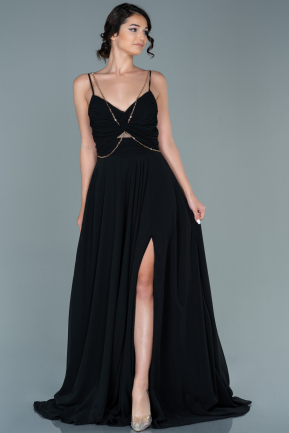 Long Black Chiffon Prom Gown ABU2669