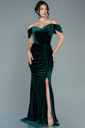Long Emerald Green Velvet Evening Dress ABU2672