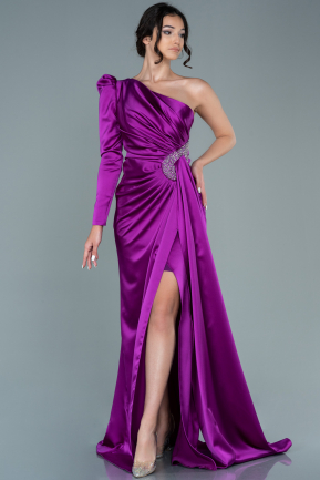 Long Violet Satin Evening Dress ABU2676