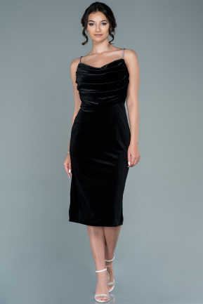 Midi Black Velvet Invitation Dress ABK1522