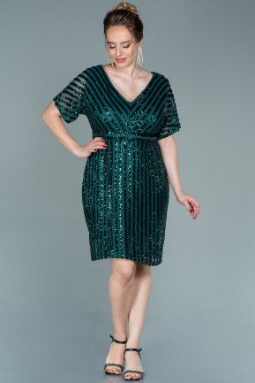 Emerald Green Short Plus Size Evening Dress ABK686
