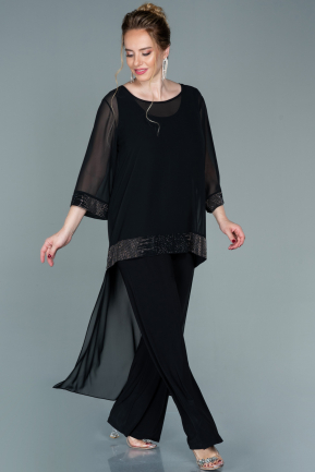 Long Black Chiffon Evening Dress ABT083