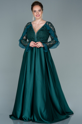 Long Emerald Green Plus Size Evening Dress ABU2681