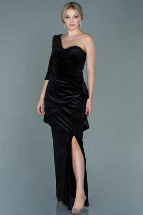 Long Black Velvet Evening Dress ABU2666
