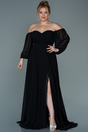 Black Long Chiffon Oversized Evening Dress ABU2597