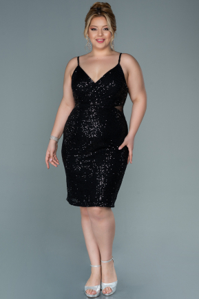 Short Black Plus Size Evening Dress ABK1539