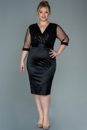 Short Black Plus Size Evening Dress ABK1524
