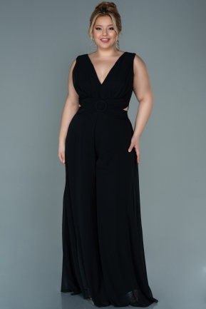 Black Chiffon Plus Size Evening Dress ABT082