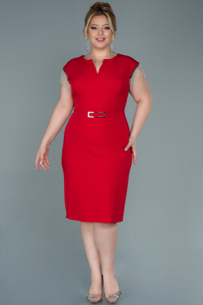 Midi Red Plus Size Evening Dress ABK1526