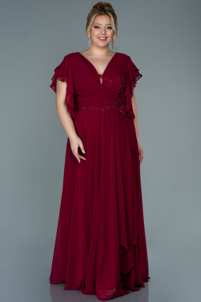 Burgundy Long Chiffon Oversized Evening Dress ABU2105
