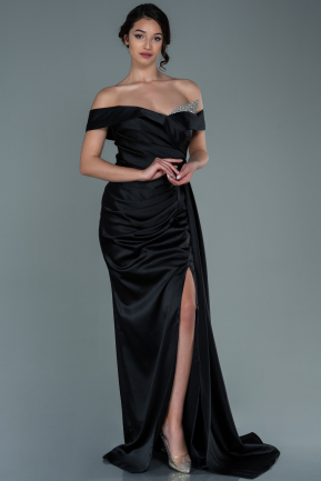 Black Long Satin Evening Dress ABU2560