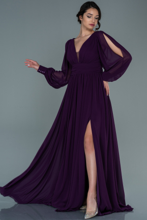 Purple Long Chiffon Evening Dress ABU1702