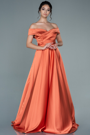 Long Orange Satin Evening Dress ABU2750