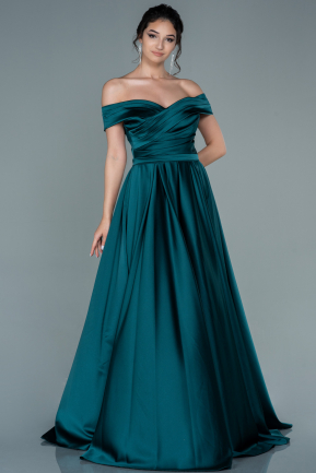 Long Emerald Green Satin Evening Dress ABU2750
