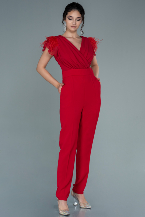 Red Chiffon Invitation Dress ABT088