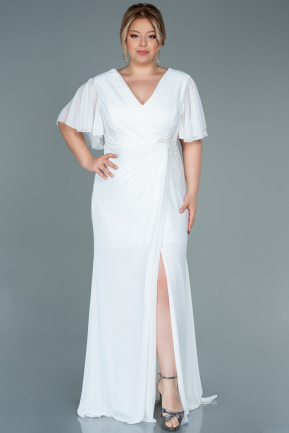 Long White Chiffon Oversized Evening Dress ABU2748