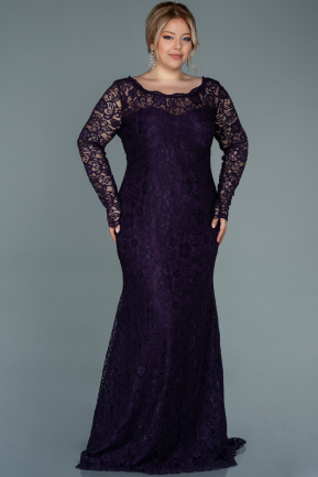 Purple Long Laced Oversized Evening Dress ABU1574