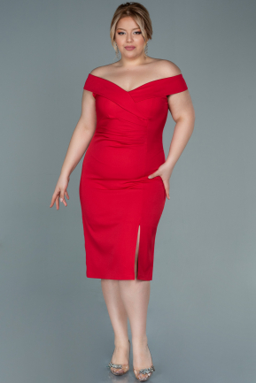 Short Red Plus Size Evening Dress ABK1568