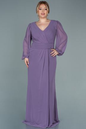 Long Lavender Chiffon Plus Size Evening Dress ABU2763