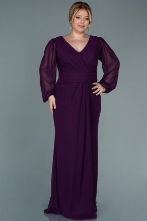 Long Purple Chiffon Plus Size Evening Dress ABU2763