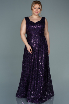 Long Purple Scaly Plus Size Evening Dress ABU2765