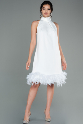 Short White Satin Invitation Dress ABK1576