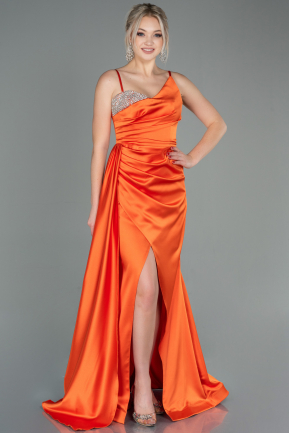 Long Orange Satin Evening Dress ABU2768