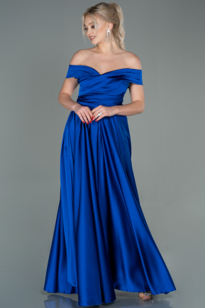 Long Sax Blue Satin Evening Dress ABU2750