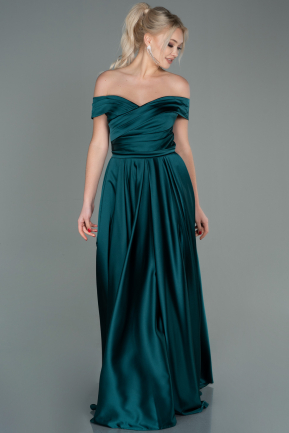 Long Emerald Green Satin Evening Dress ABU2750