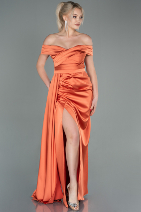 Long Orange Satin Evening Dress ABU2751